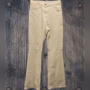 Aritzia Wilfred Free SZ 4 NWOT 70's Retro Flare High Waist Beige Stretch Jeans